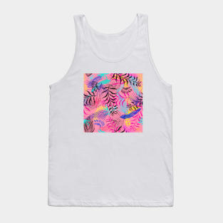 Leaves illustration with pink background Tank Top